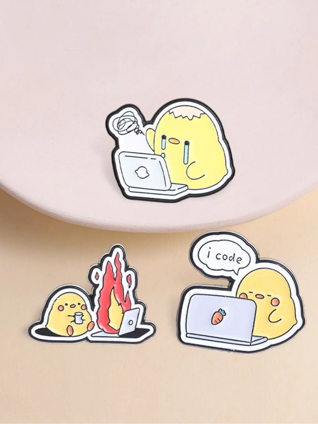 3pcs Programmer Chicken Enamel Pin Set, Coding Meme Brooch, Lapel Pins, Fun Office Accessory, Unique Gift Idea, Perfect for Tech Lovers