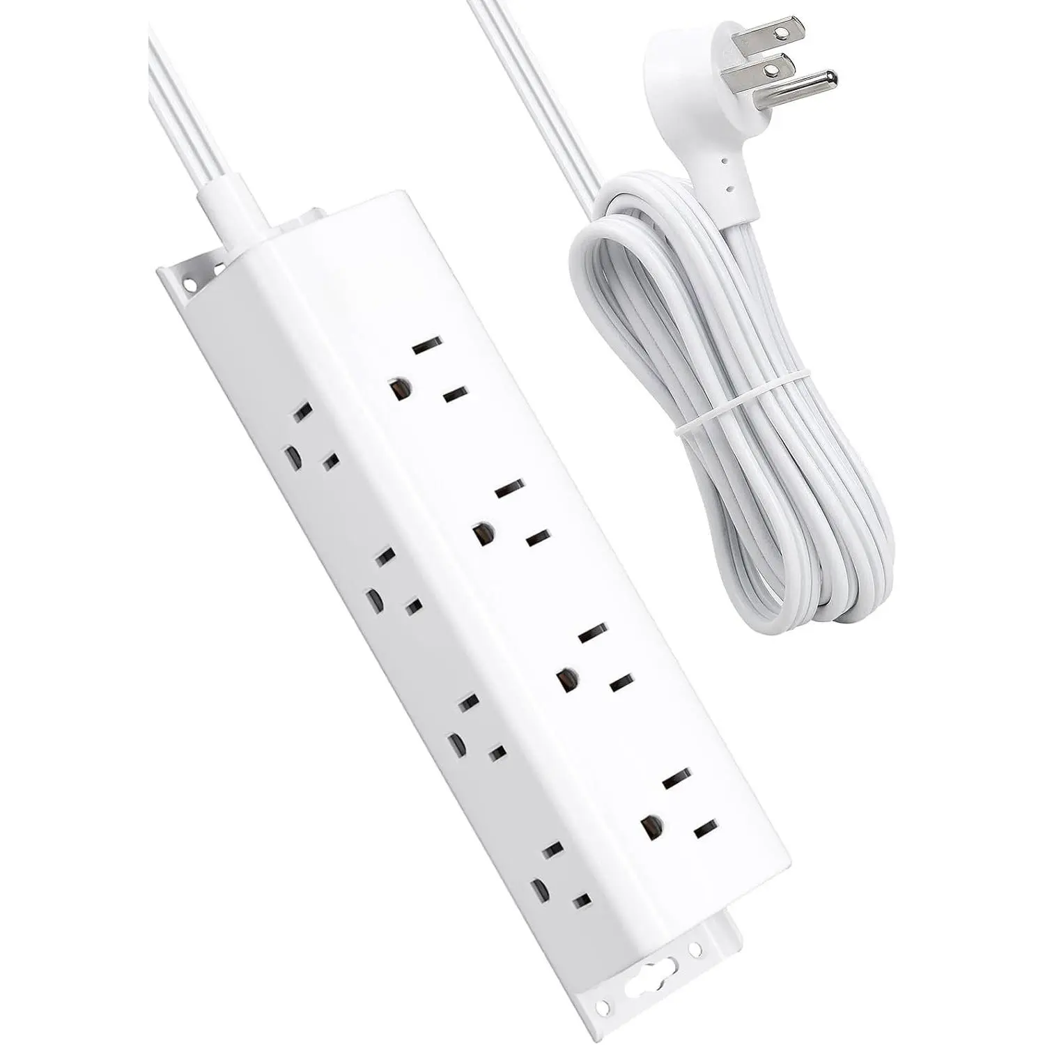 Surge Protector Power Strip - 12 Widely Spaced Multi Outlets, Wall Mount, 3 Side Outlet Extender with Extension Cord, Flat Plug, Overload Protection,  Office Dorm Room Essentials (5FT, White)