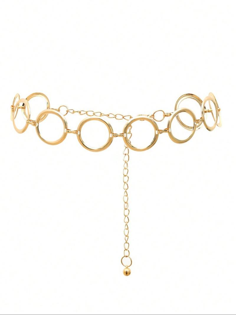 Women's Punk Style Geometric Ring Linked Body Chain, Fashion Body Jewelry for Party, Daily Clothing Decor, Trendy All-match & Exquisite Jewelry for Birthday Gift