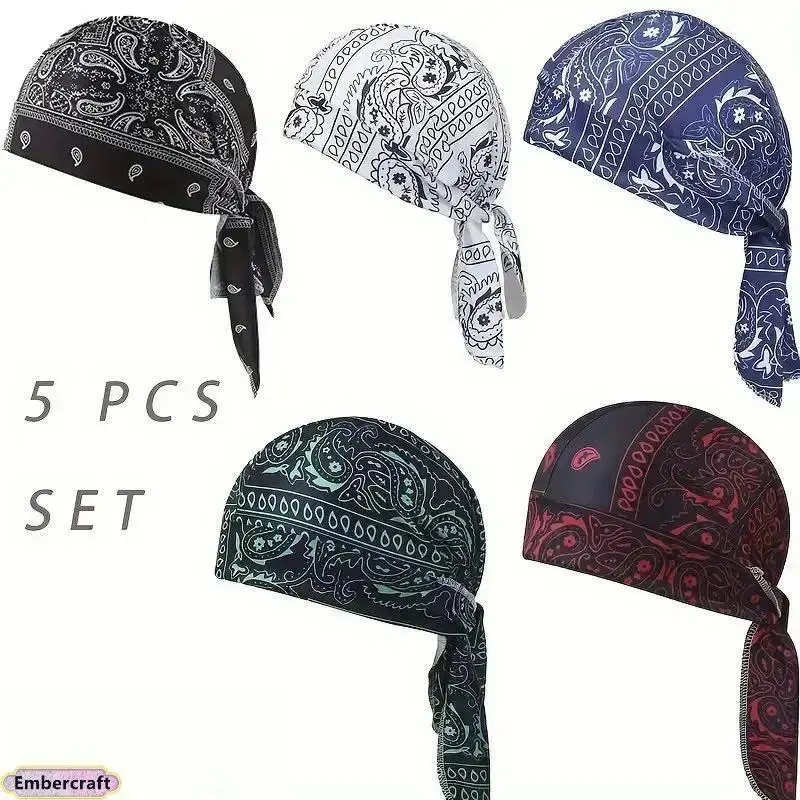 Men Cooling Paisley Skull Helmet Liner, Lightweight Elastic Sweat-Wicking Doo Rag, Sports Sweatband for Gym Cycling Outdoor Adult Head Accessory