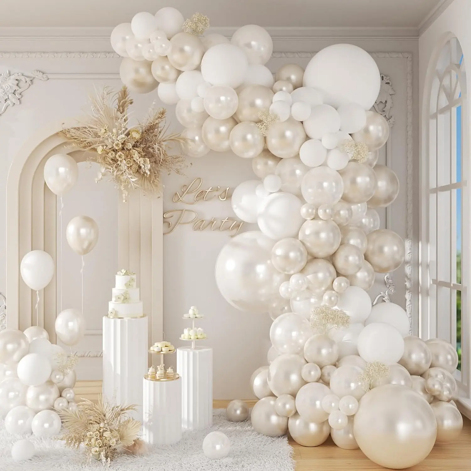 106 count Double Stuffed  White Balloons | Engagement, Bridal Shower, Wedding Party Decorations