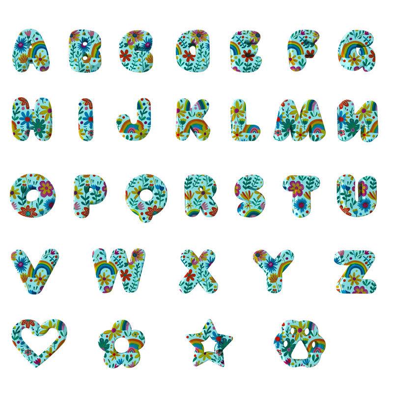 Silicone Dog Collar Pet Name DIY 26 Letters Cartoon Silicone Beads Cat Pet Collar