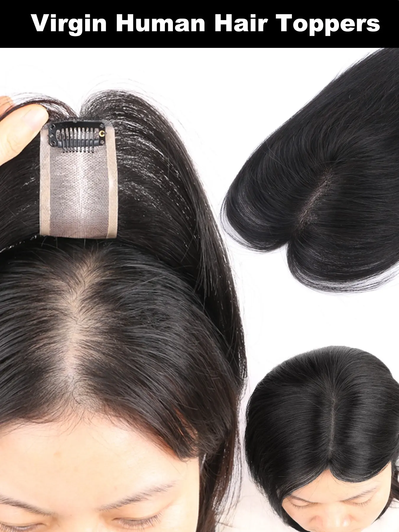 Women's Hairpiece Realistic Hairpieces Real Human Hair Clip-On Natural Scalp Baldness Coverage 360° 3D Hair Patch Root Conceal Hair Addition Hair Replacement