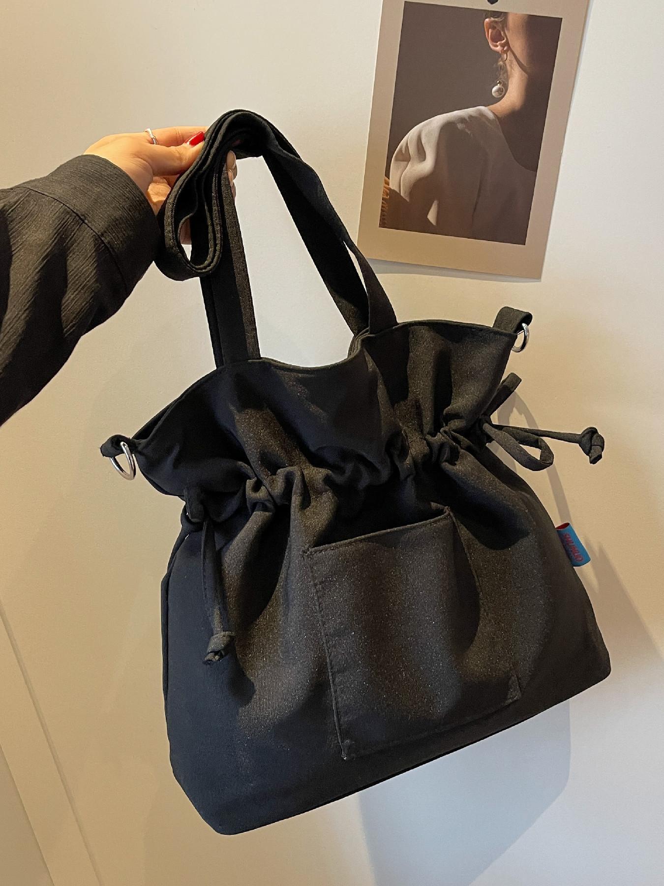 Women's Solid Color Tote Bag, Fashionable Large Capacity Shoulder Bag for Daily Used, Casual Trendy Versatile High-quality Daily Commuting Bag