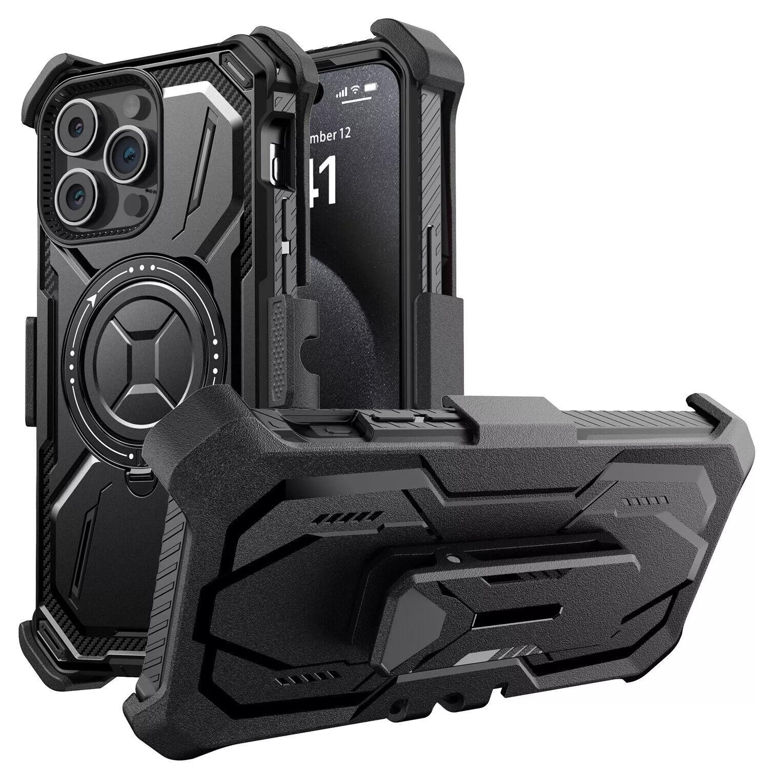 2026   For iPhone 16 Pro Max 15 14 13 Heavy Duty Defender Case Belt Clip Holster