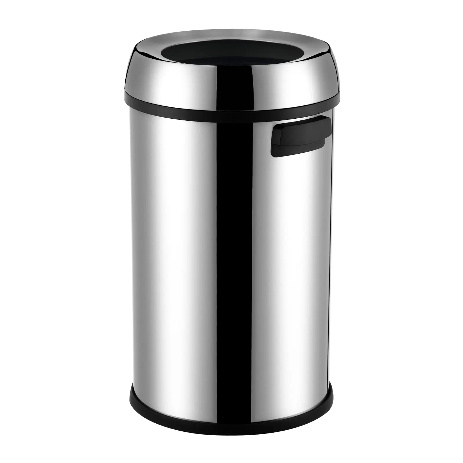 65L/17 Gallon Stainless Steel Trash Can with Open Top, Heavy Duty Commercial Garbage Bin, Large Waste Container for Home, Kitchen, Office, Restaurant