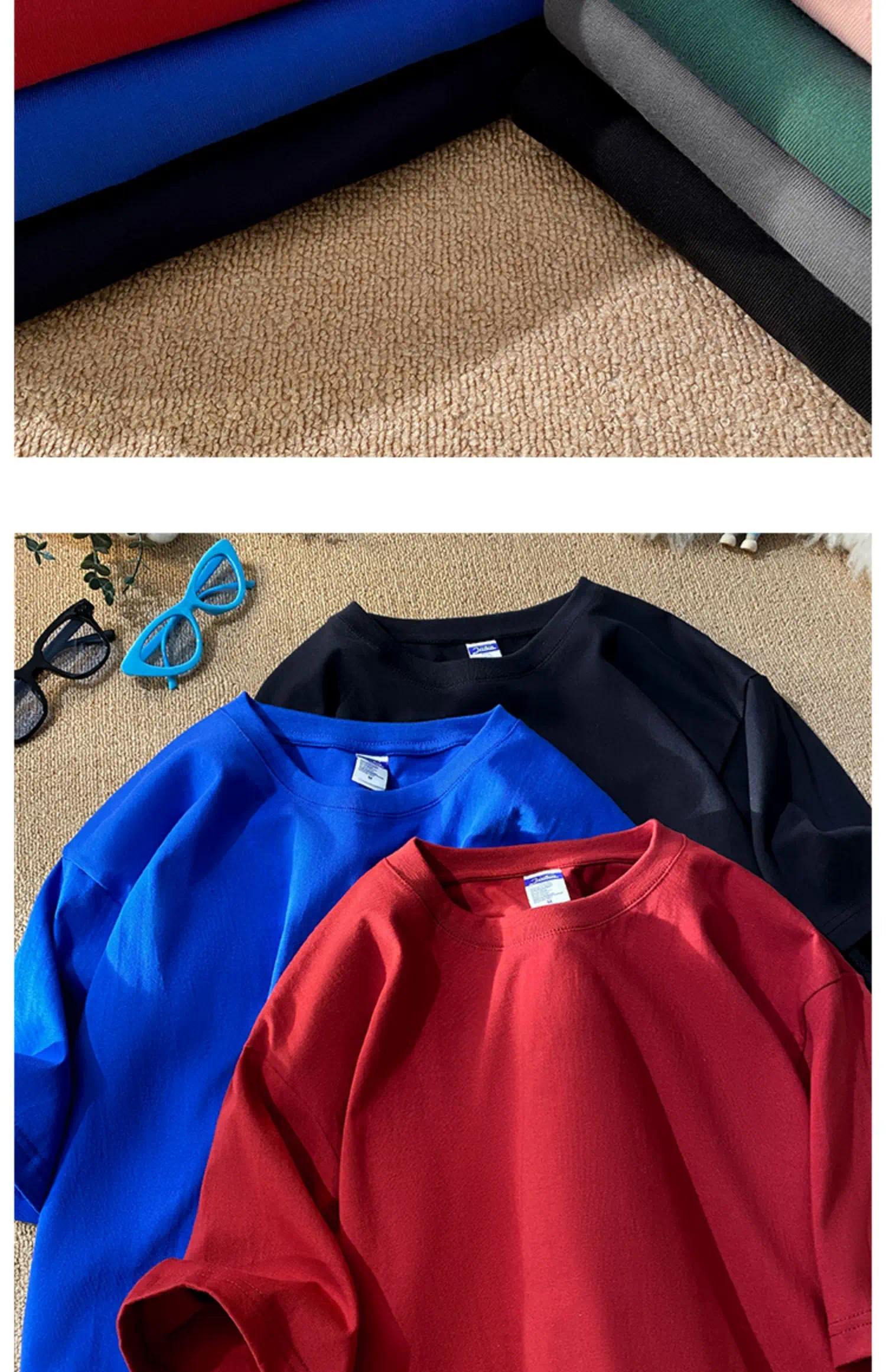 New Summer Solid Color Loose Short Sleeve T-shirt Pure 100%Cotton T-shirt Men and women Casual Oversize O-neck Tees Male Tops Men Clothing