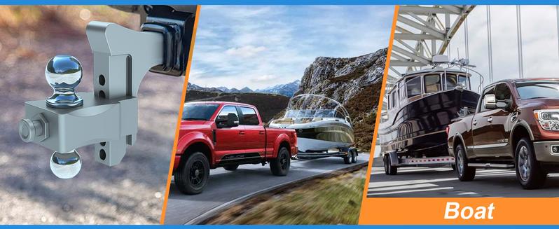 Adjustable Trailer Hitch, Drop Hitch Fits 2 Inch Receiver, GTW 21,500 LBS Aluminum Tow Hitches Dual Ball (2" x 2-5/16"), Heavy Duty Truck Hitch Ball Mount (5 Inch Drop Hitch)