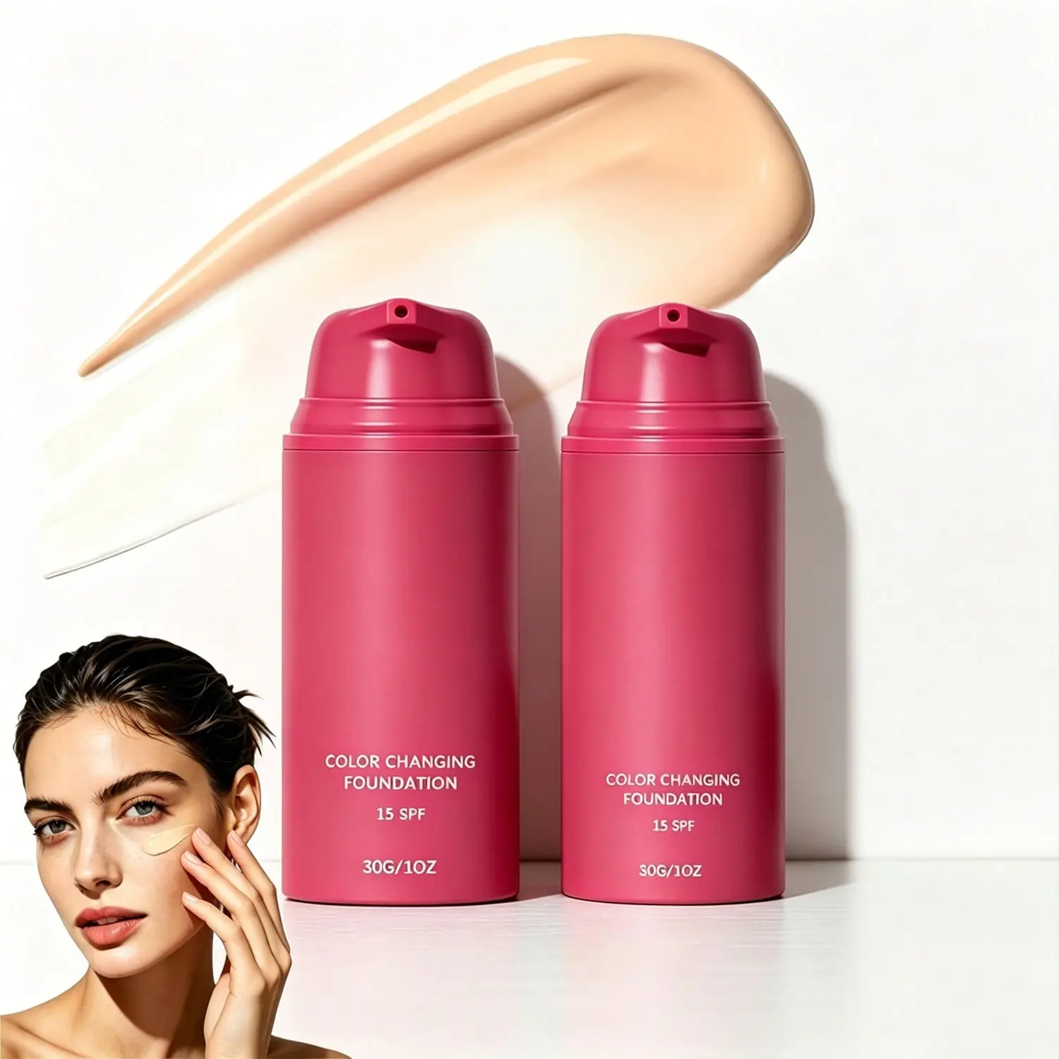 Natural Color Temperature Adjusting Foundation Liquid, SPF, Smooths Skin Tone, Soft Makeup Feel, Long-Lasting, Shiny, Fine, Transparent Foundation