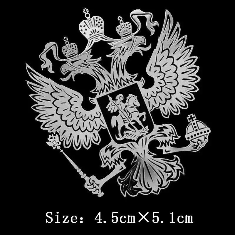 Coat of Arms of Russia ALUMINIUM Car window Stickers Decals Russian Federation Eagle Emblem Car Styling Laptop phone Sticker
