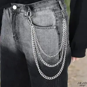 2026 Heavy Duty Trouser Chain With Lobster Clasps, Punk Hip Hop Style Jean Belt Loop Accessory For Men And Women, Trendy Detachable Waist Pants Chain, Cool Street Fashion Decor For Daily Outfits, Concerts And Casual Streetwear Matching