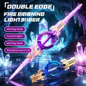 Rotating Blade Light Saber Toy for Kids over 6 Years, Dual Flame Design, RGB Colorful Lights, Simulated Sword Sound, USB PD Charging, Party Prop Gift, USB Rechargeable Lightsaber toy sword spark lightsaber lightsaber