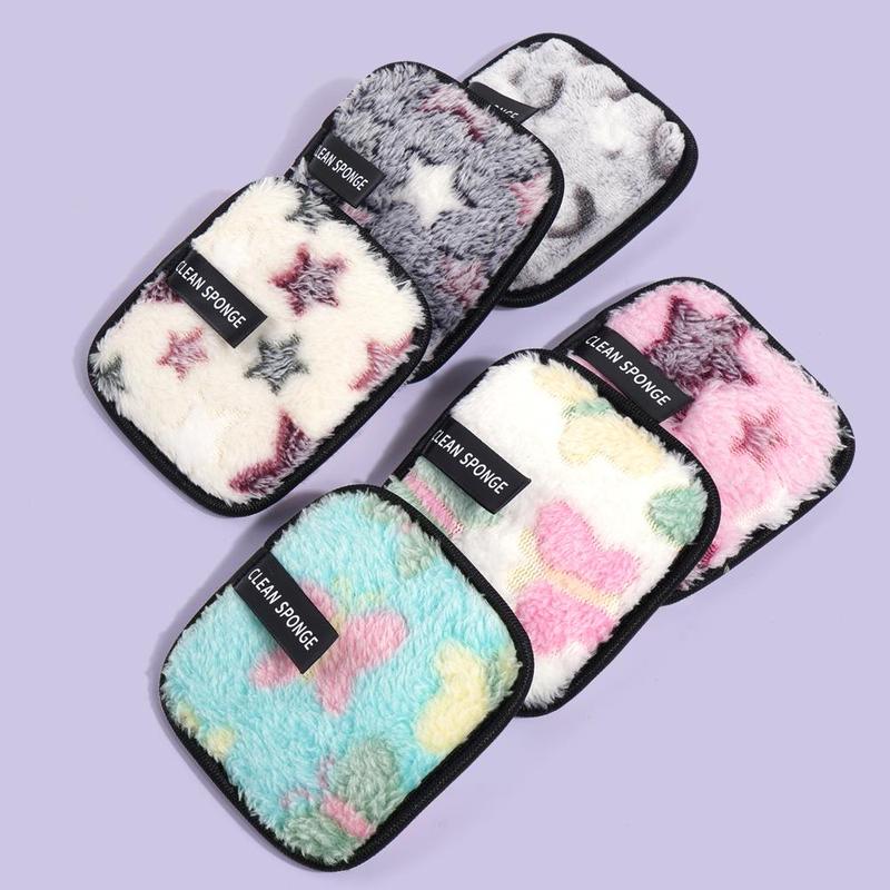 MAANGE Travel Reusable Makeup Remover Pads, Makeup Remover Tool, 6 Counts Colorful Facial Cleaning Puffs, Face Wash Sponges, Square Shape Fluffy Face Washing & Skin Cleansing Pads, Comfort Hygiene Products, Christmas Gift