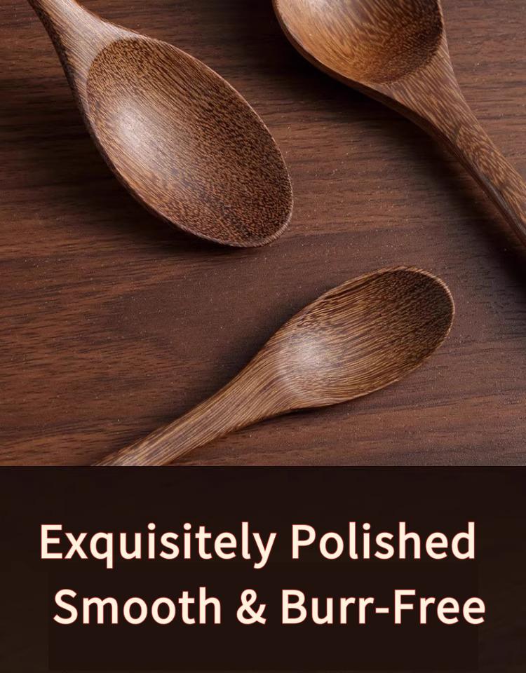 Natural Long Handle Wooden Spoons Set Kitchen Utensils for Rice Soup Jam Honey