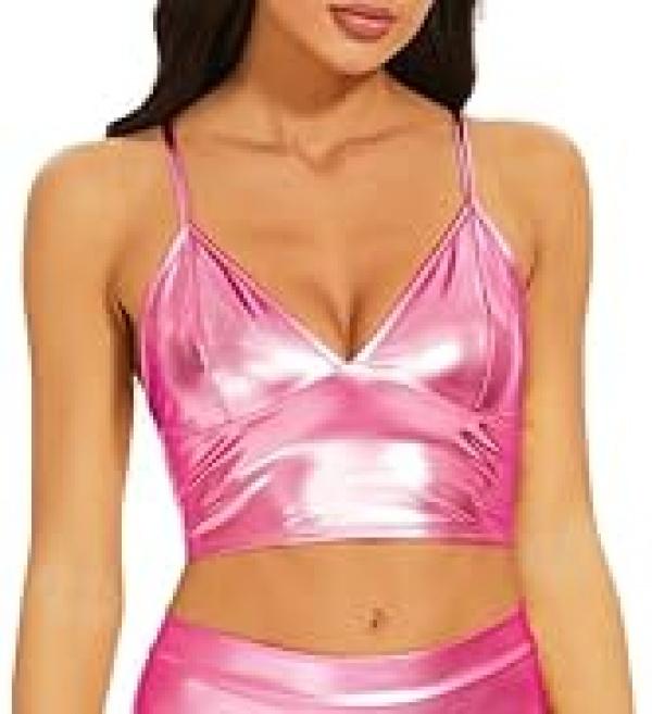 Women's Metallic Booty Shorts Shiny High Waisted Rave Bottoms for Dance Festival