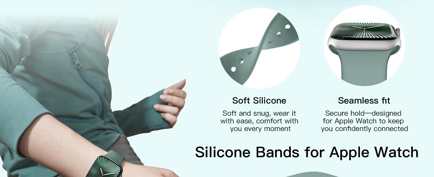 Sport Silicone Band Compatible with Apple Watch Bands 38mm 40mm 41mm 42mm 44mm 45mm 46mm 49mm for Women Men, Soft Wristband Water-proof Strap for iWatch Bands Series 11 10 9 8 7 6 5 4 3 2 1 Ultra SE Sport Silicone Band Compatible with Apple Watch Bands 38mm 40mm 41mm 42mm 44mm 45mm 46mm 49mm for Women Men, Soft Wristband Water-proof Strap for iWatch Bands Series 11 10 9 8 7 6 5 4 3 2 1 Ultra SE