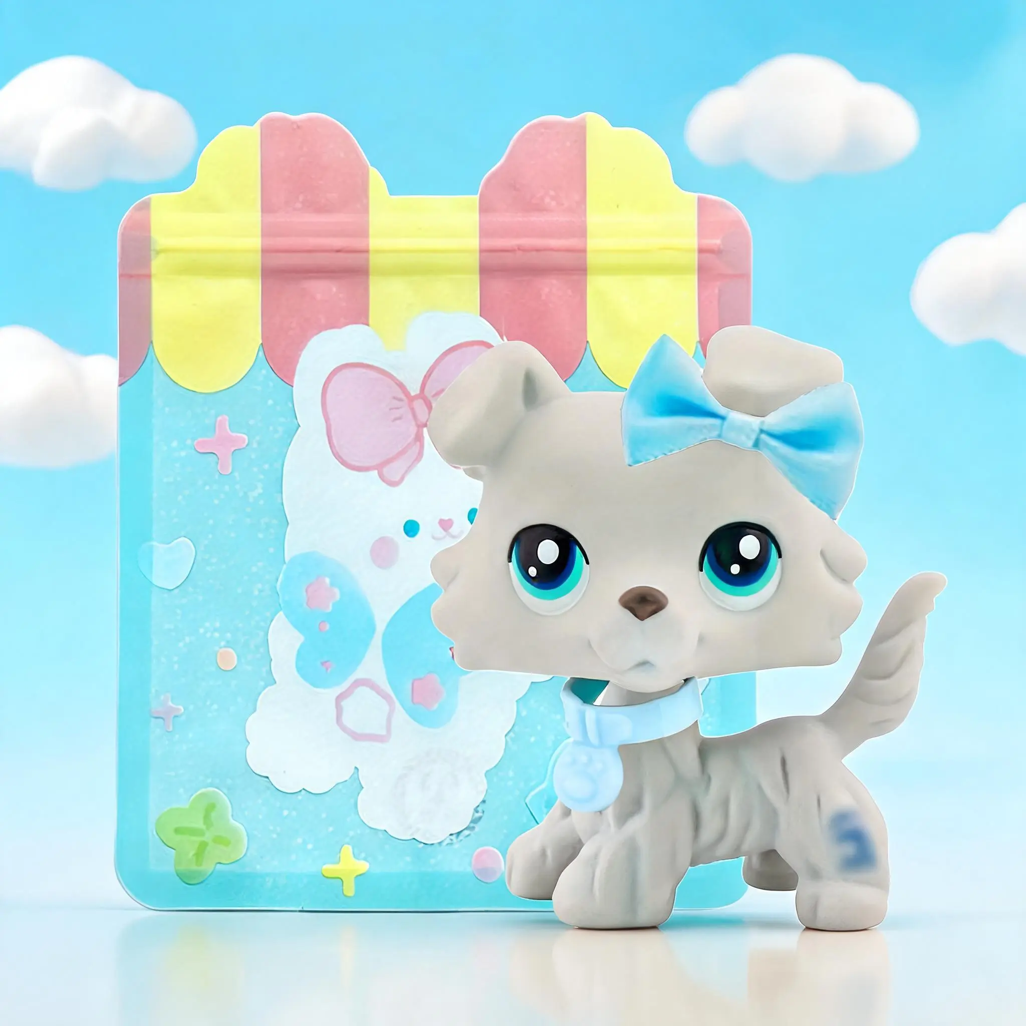 Lps Collie Collectible Dolls, Decor Doll, Blue Different Eyes, Mini Pet Shop Rare Figure with Accessories, Birthday, Christmas, Halloween Gift