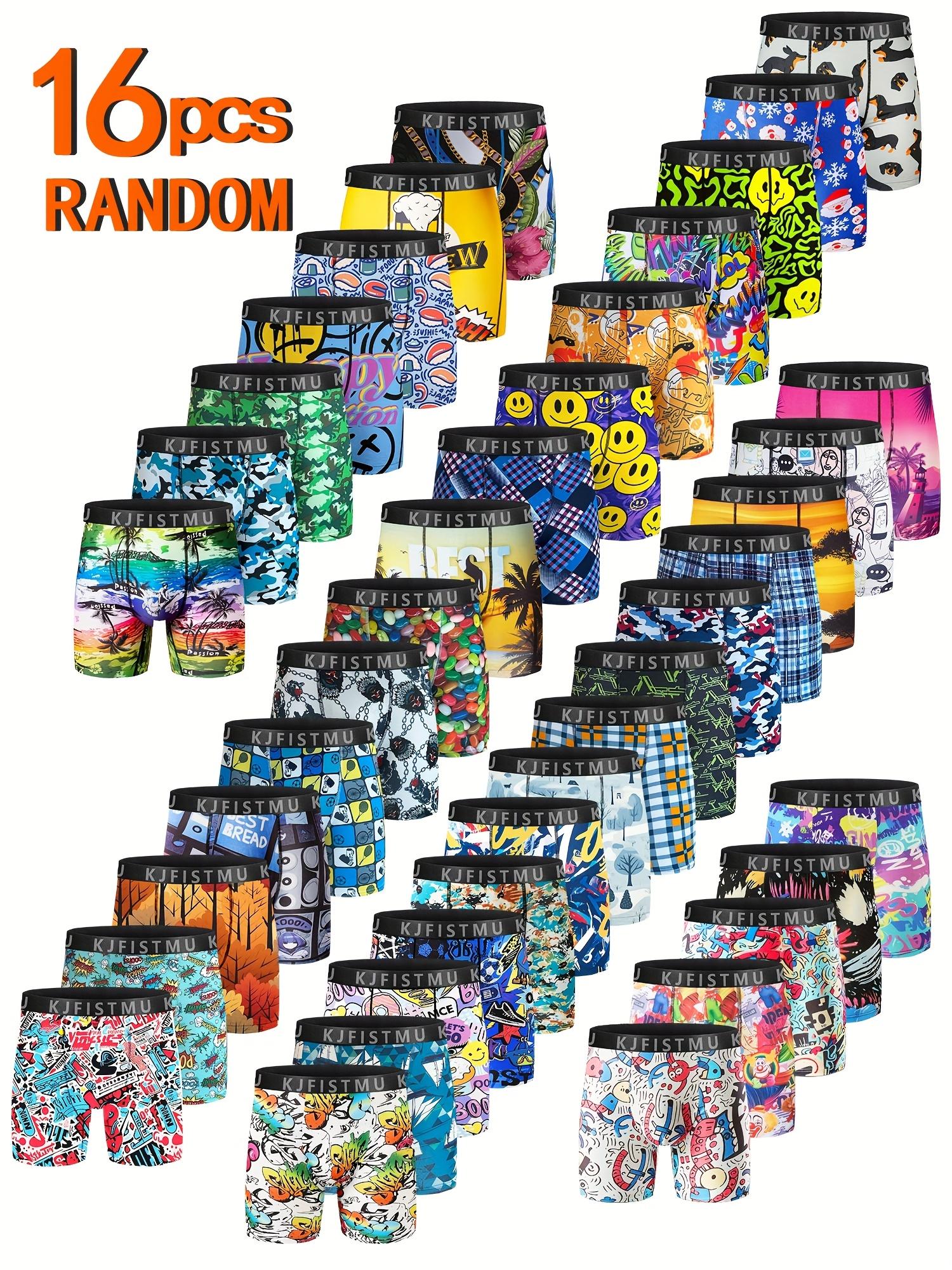KJFISTMU 16-piece Men's Boxer Briefs Set Elastic Boxer Briefs with Bold Pattern Prints (Tie-Dye, Floral, Faces) - Shrink-Resistant Underwear - Suitable for Daily and Special Occasions - Great Value Pack, Vibrant Patterns, High-Elastic Fabric Mixed Color KJFISTMU 16-piece Men's Boxer Briefs Set Elastic Boxer Briefs with Bold Pattern Prints (Tie-Dye, Floral, Faces) - Shrink-Resistant Underwear - Suitable for Daily and Special Occasions - Great Value Pack, Vibrant Patterns, High-Elastic Fabric Mixed Color