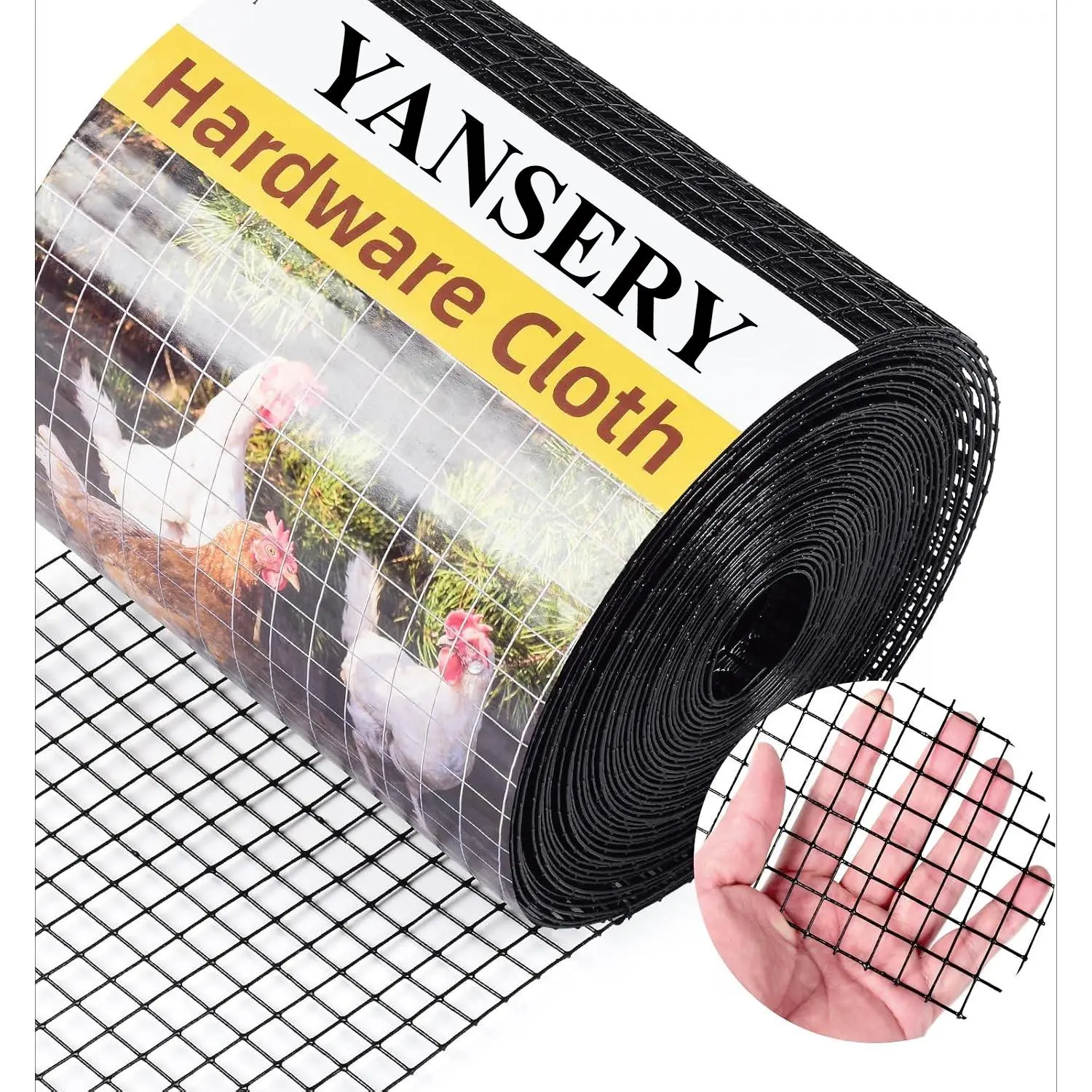 Black Hardware Cloth 1/2 inch 48 x 100ft PVC Coated Wire Mesh | PVC Vinyl Coated Fence Welded Metal Chicken Wire Fencing Roll, Garden Plant Fencing, for Chicken Coop and Home Improvement