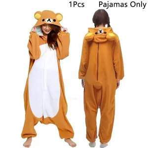 Halloween Christmas Cartoon Bear Pajama Rilakkuma Kigurumi Unicorn Adult Anime Jumpsuit Cute Cartoon Sleepwear Buttons Slippers