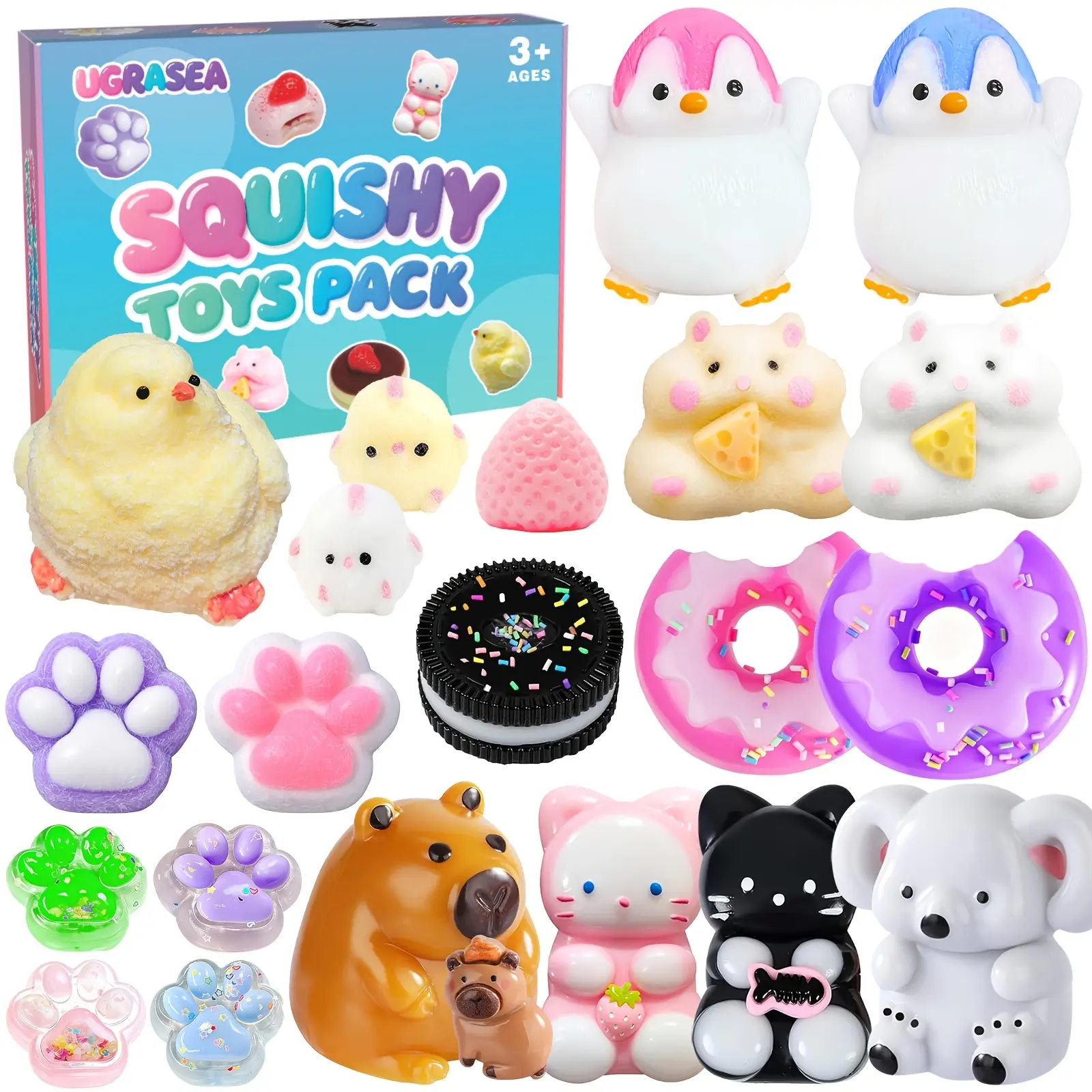21-Pack Taba Squishies, Steamed Stuffed Bun Squishy Toys, Fufu Squishies Stress Relief Sensory Gift Set Silicone Toys Kids Party Favors, Birthday Gifts, Christmas Stocking Stuffers