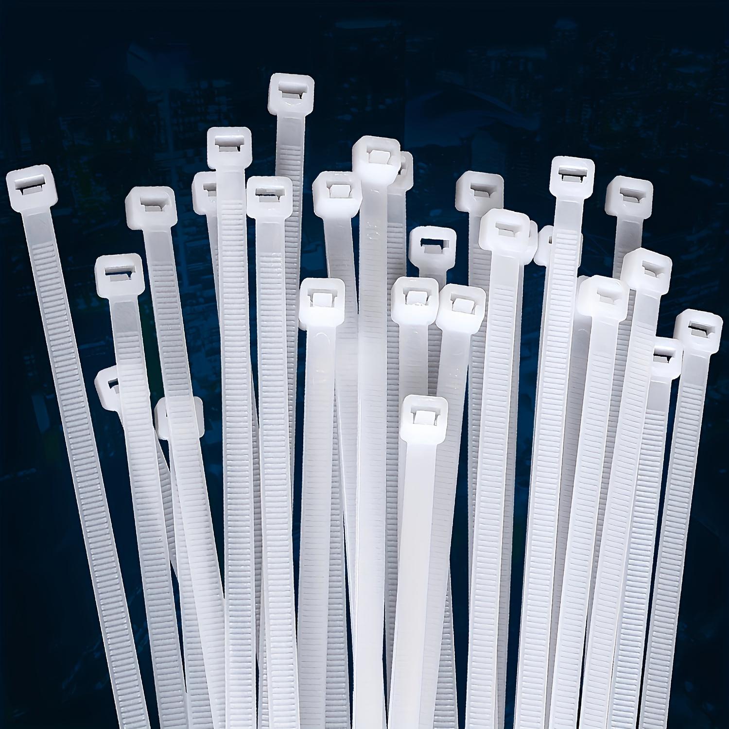 100pcs White Cable Ties, High-Quality Plastic Ties with Maximum Tensile Strength of 50.0LB, Self-Locking Nylon White Ties for Indoor and Outdoor Use, 4 Inch/6 Inch/8 Inch/10 Inch/12 Inch