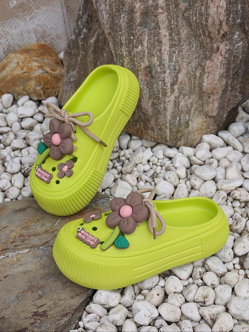 Women's Fashionable Flower Decorated Slides, Floral Slippers, Casual Comfortable Non-slip Slippers for Outdoor Beach, Lightweight Breathable Slippers for Daily Wear, Walking Shoes
