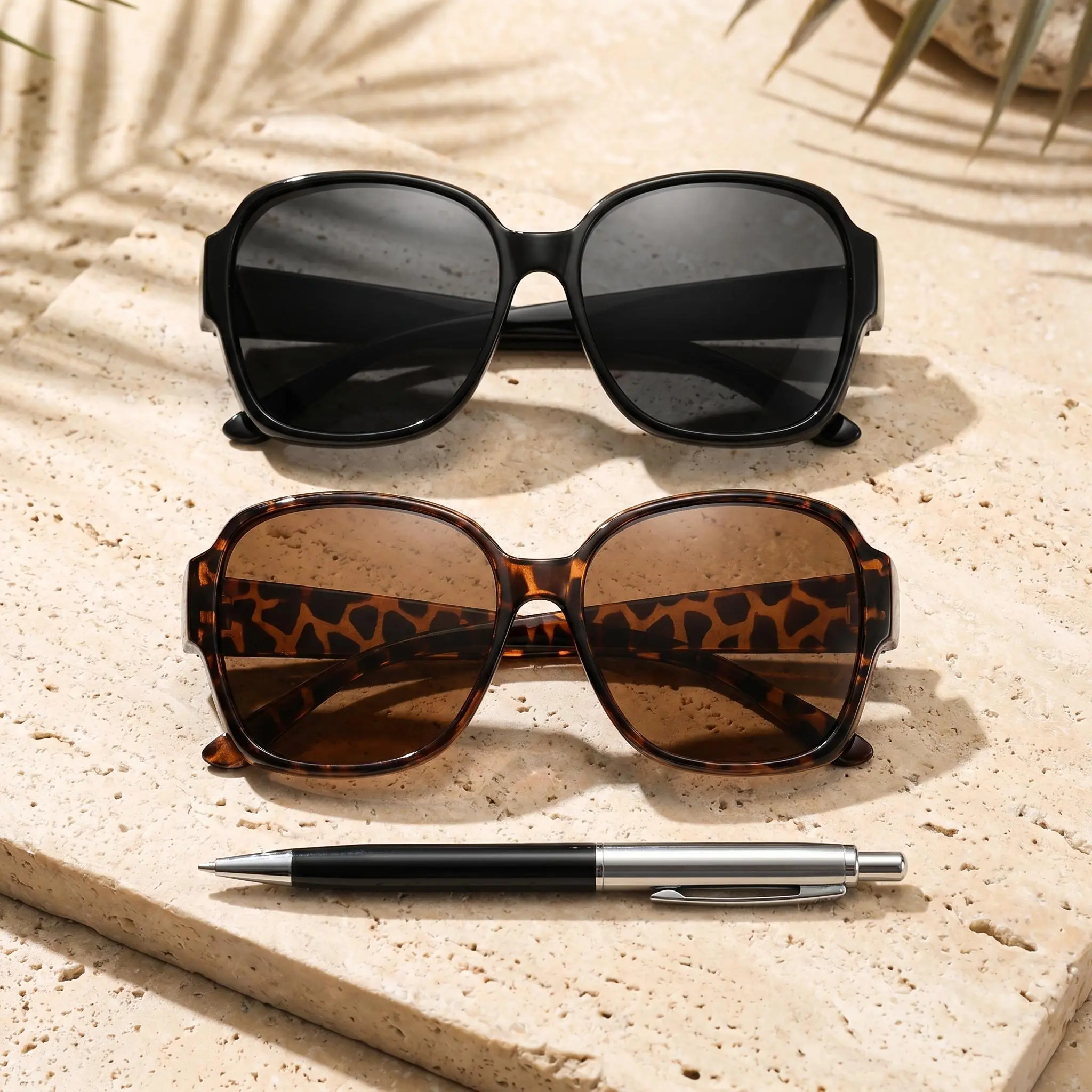 Designed for Eyeglass Wearers: 2-Pack Polarized Over-Glasses (Wearable Over Prescription Glasses) – Retro UV-Protection Sunglasses – Unisex Large-Frame Retro UV400 Driving Sunglasses
