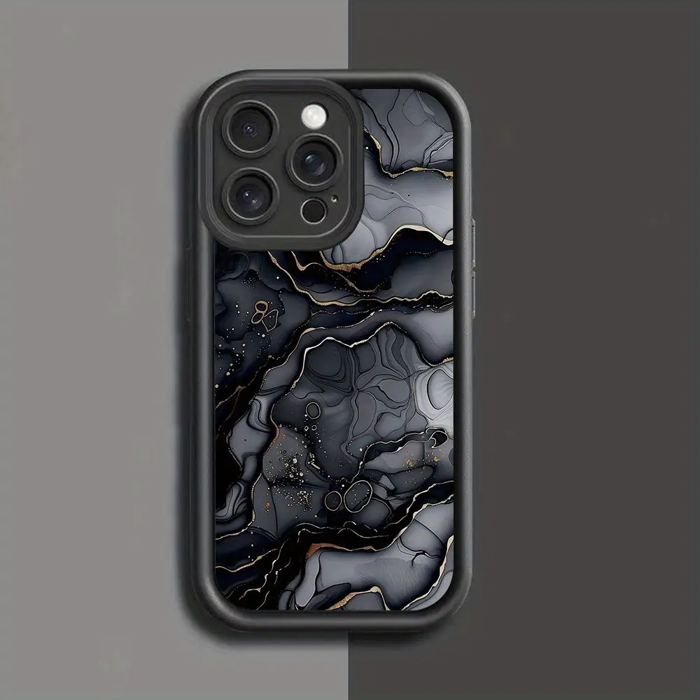 Phone Case: Phone Case - A Premium Black Phone Case Featuring a Luxurious Golden Marble Design Enhanced Durability to Prevent Falls UV Printed Matte End for iPhone 17 E Air 16 15 14 Pro Max Plus 13 12 Mini 11 X XS XR
