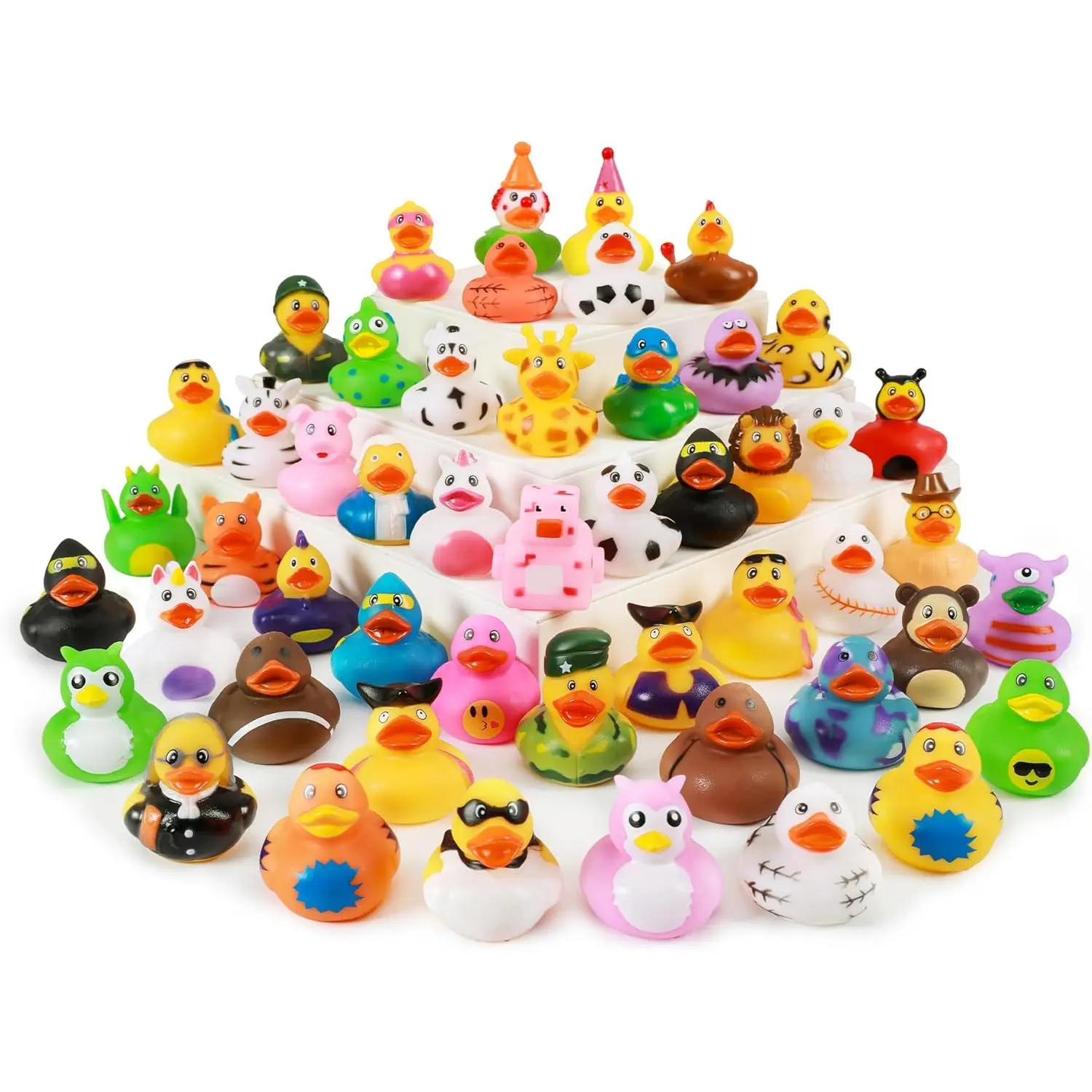 60 Pack Rubber Duck for Jeeps Ducking - 2.3 Inch Bulk Floater Duck for Kids - Baby Bath Toy Assortment - Party Favors, Birthdays, Bath Time, and More (30 Varieties)