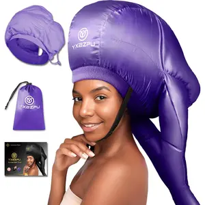 Hooded Hair Dryer Diffuser Cap Attachment for Curly Hair, Speeds Up Drying Time, Safe Deep Conditioning, At-Home Curling Styling (Purple)