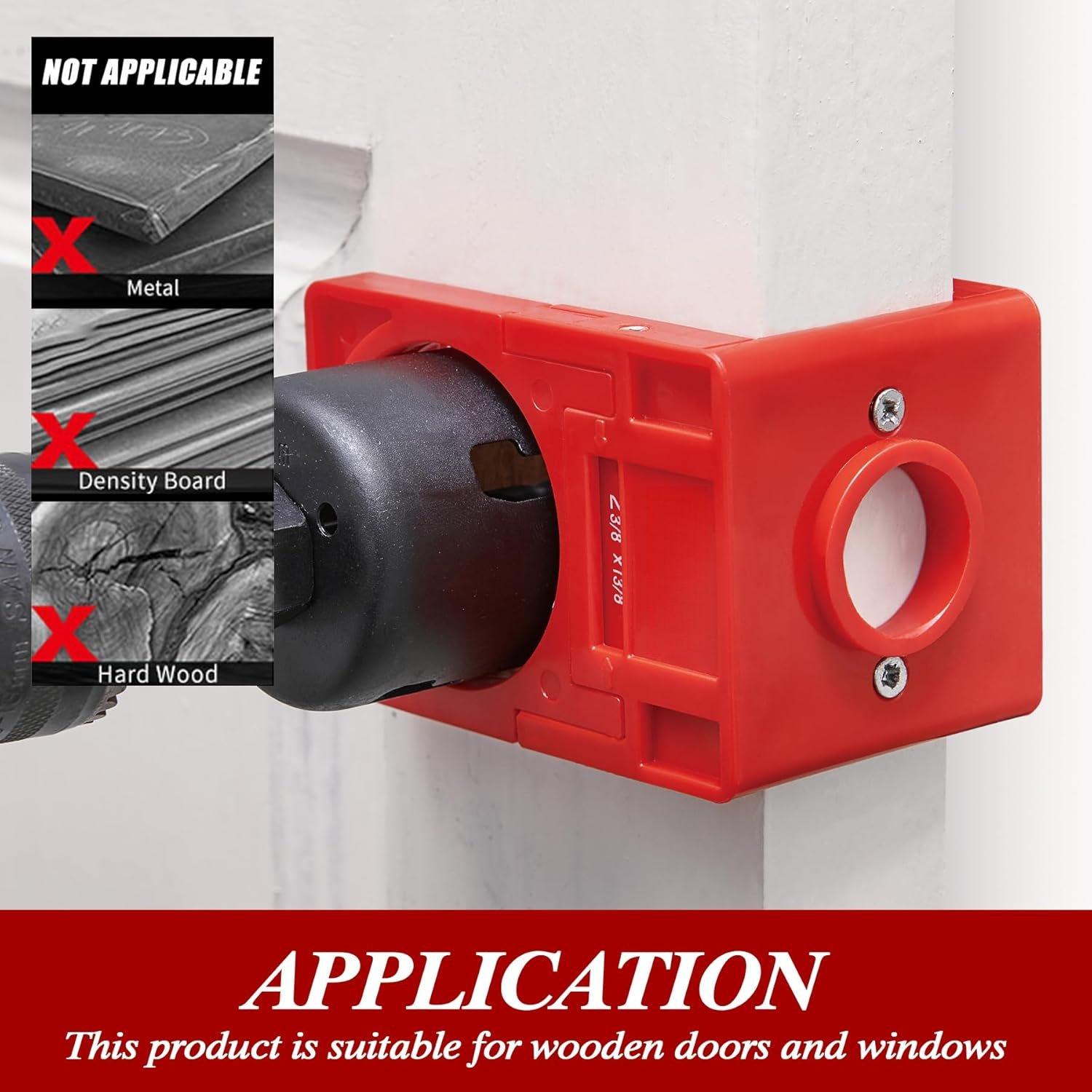 Door Lock Installation Kit: /8" - /4" Deadbolt Door Lock Installation Set with Adjustable Guide Template - Door Lock Hole Kit ldeal for Wooden Doors Knob Installing, Red Door Lock Installation Kit: /8" - /4" Deadbolt Door Lock Installation Set with Adjustable Guide Template - Door Lock Hole Kit ldeal for Wooden Doors Knob Installing, Red