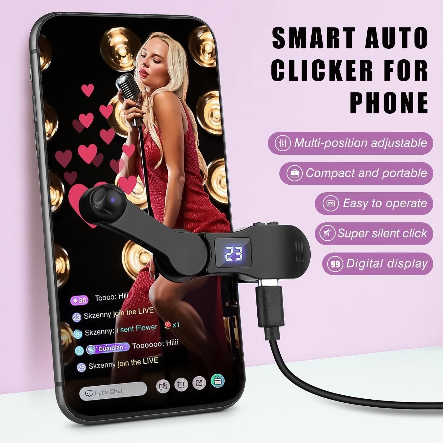 Smartphone Auto Clicker, 1 Count Phone Screen Fast Clicker for iPhone iPad Apps, Fast Click Simulation Finger Continuous Click for Game