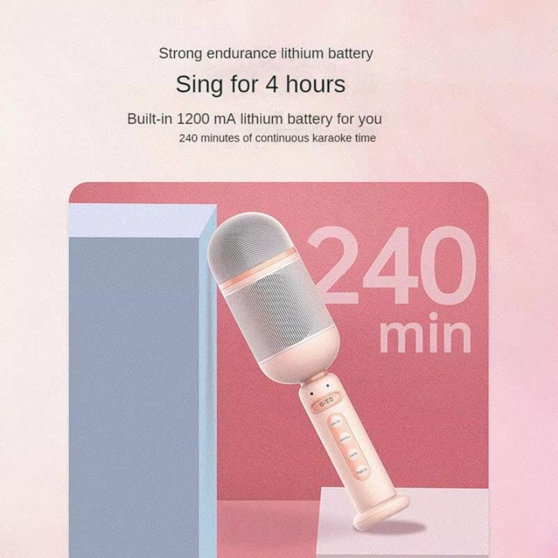 Portable Mini Karaoke Machine, Wireless Speaker with Wireless Microphone, Retro Sound System with Stereo Quality and Bass Boost, Perfect Gift for Boys and Girls