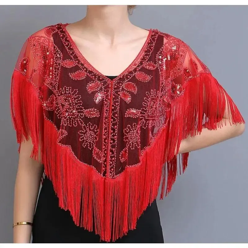 New Women's 1920s Shawl Wraps,Sequin Beaded Flapper Evening Shawls for women formal/Party/Wedding/Formal/Harlem night disfraces