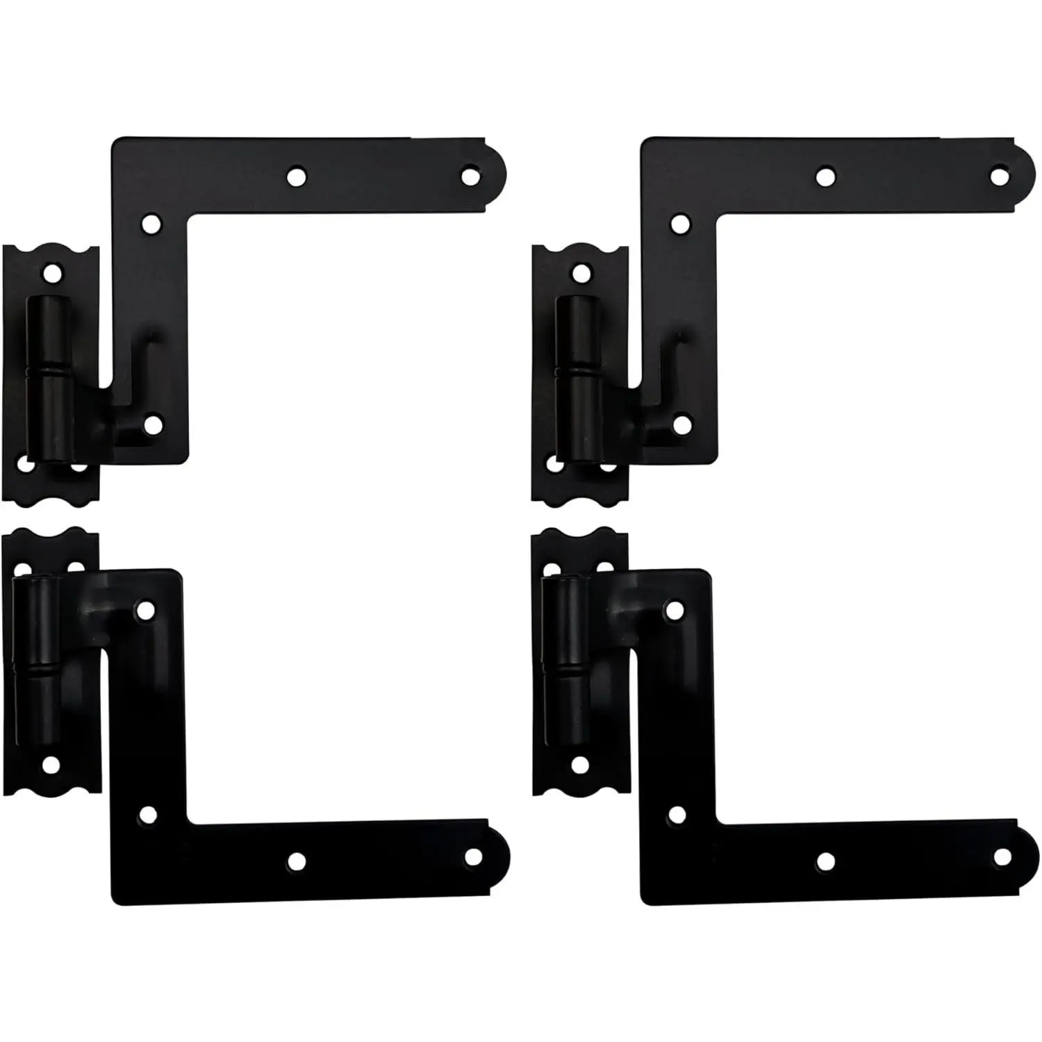 QCAA 1-1/16" Steel Offset Blind Shutter Hinge for Wood Frame, Brick, 4-Pack (2 Pair), Power-Coated Black, Made in Taiwan, Offset Hinge