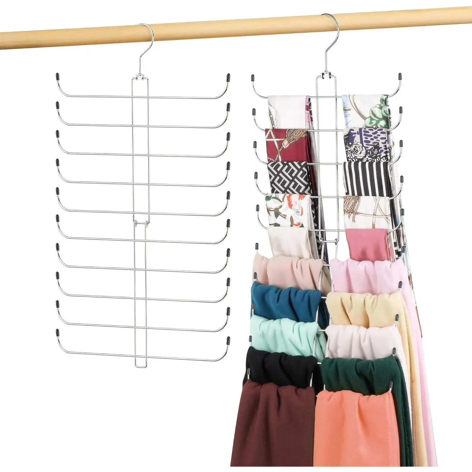 Scarf Hanger for Closet 20 Large Capacity Scarf Organizer Space Saving Scarf Holder Hijab Rack Closet Organizers and Storage Silver 1 Pack