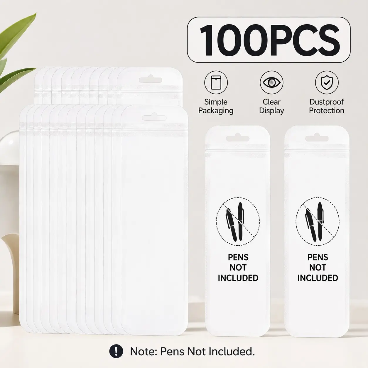 100 Pcs Transparent Self-Seal Bags, Jewelry Making Storage Bags, Plastic Sealed Pouches, Bead Pen & Lip Gloss Packaging