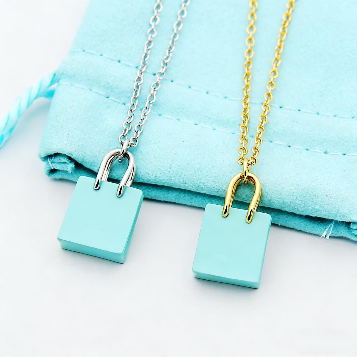 T's Blue Women's Handbag Pendant Necklace Simple and Versatile Perfect Gift