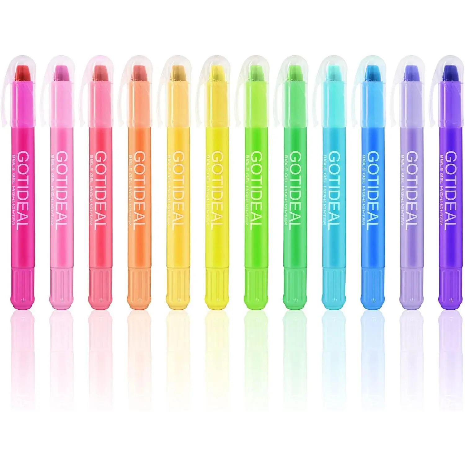 Highlighters, 12 Pack  Colors Gel Highlighters Pens Set, Wax  Markers for Study Journaling School Book Supplies