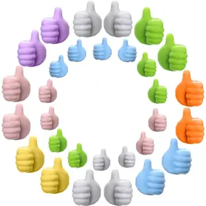 50Pcs Silicone Thumb Wall Hooks - Self-Adhesive Multifunctional Cable Clips Key Hanger Organizer