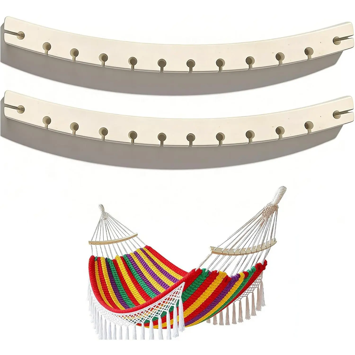 2 Pack Wooden Hammock Spreader Bar, Detachable Spreader Bar for Hanging Hammocks - Designed for a Flatter Surface, Perfect for Patio, Backyard, Camping & Porch