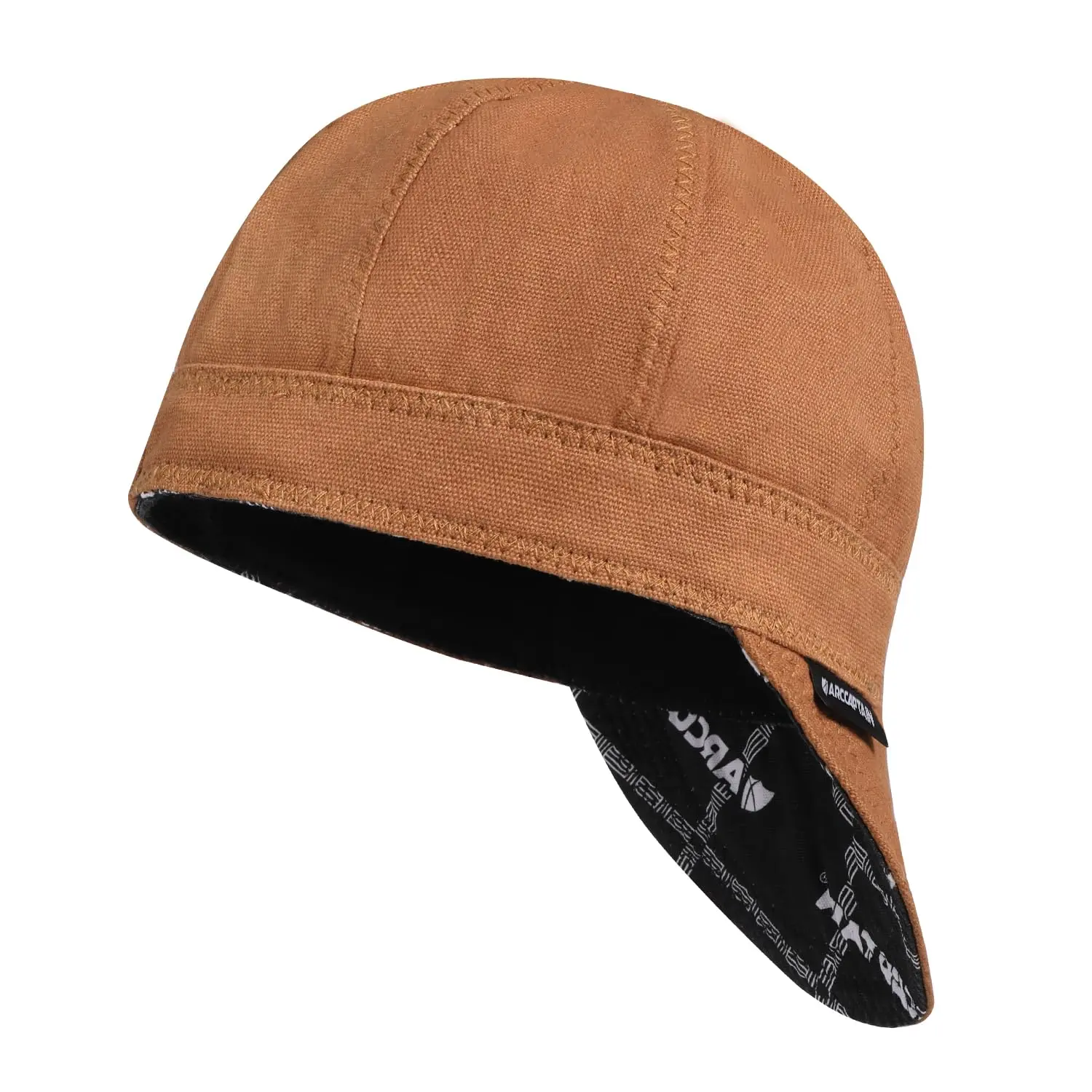 Reversible Welding Cap, 8 Panel Protective Welders Cap, 10 oz Fireproof Cotton Comforts for Safety and Protection While Welding to Men Women, Khaki, 7 1/4