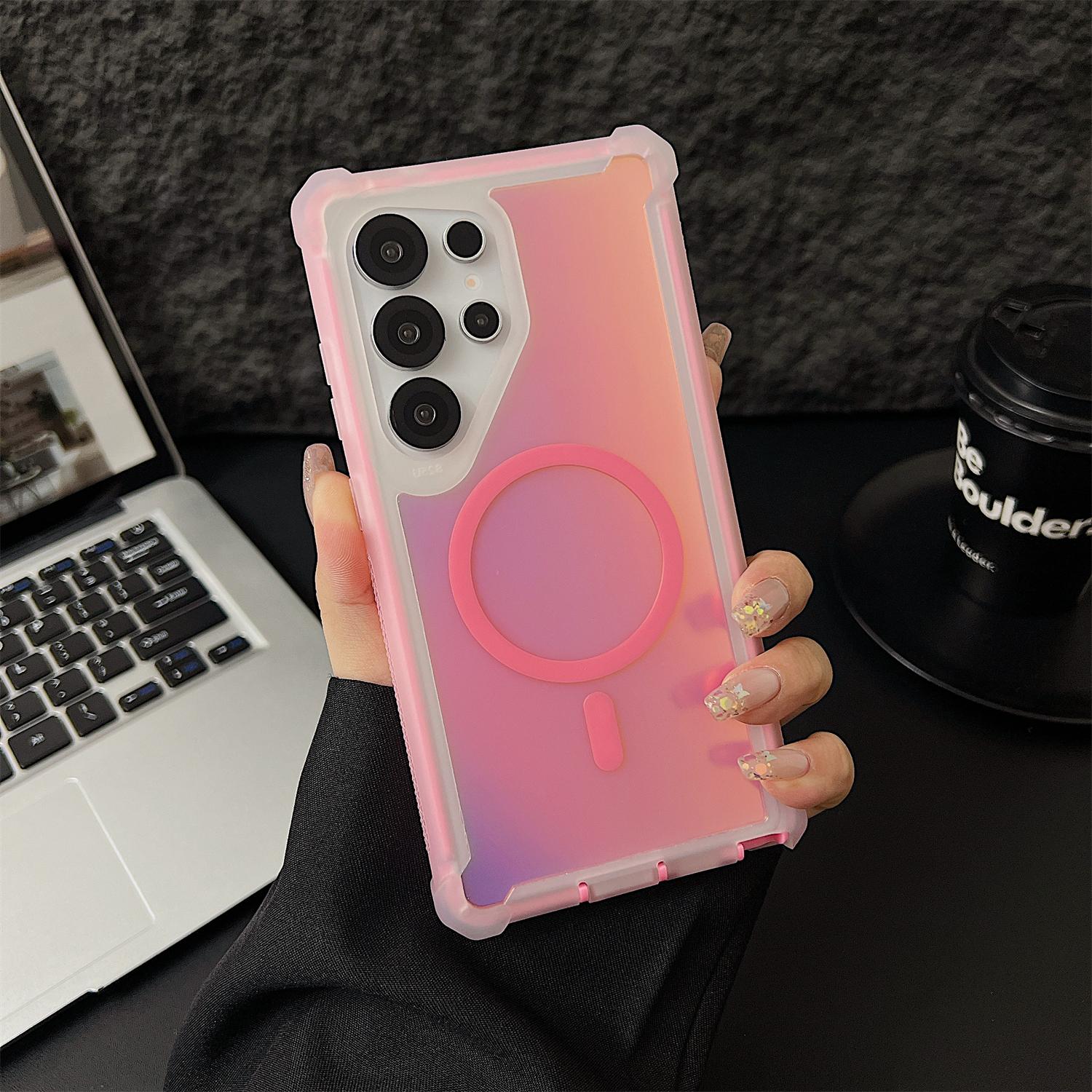 Magnetic Case For Samsung Galaxy S26 S25 S24 S23 S22 Ultra Plus, MagSafe Wireless Charge Shockproof Cover Color Changing Laser Dazzling Magnetic Phone Case#MothersDayGift #GiftsForHer