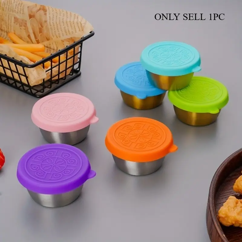 1pc Sealed Dipping Cup With Lid Salad Ketchup Container Leak-proof Outdoor 50ml/1.9oz Dipping Cup