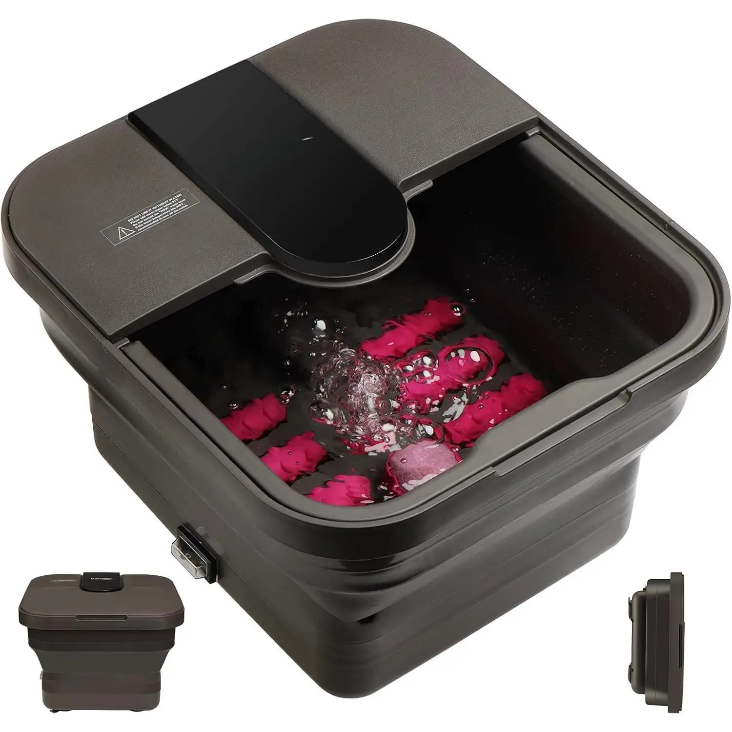 Collapsible Foot ,Foot Bath with Heat and Massage and Bubble Jets,Foot Soak Tub with Six Non Motorized Rollers,Acupressure Massage Points,Red Light and Removable Pumice Stone