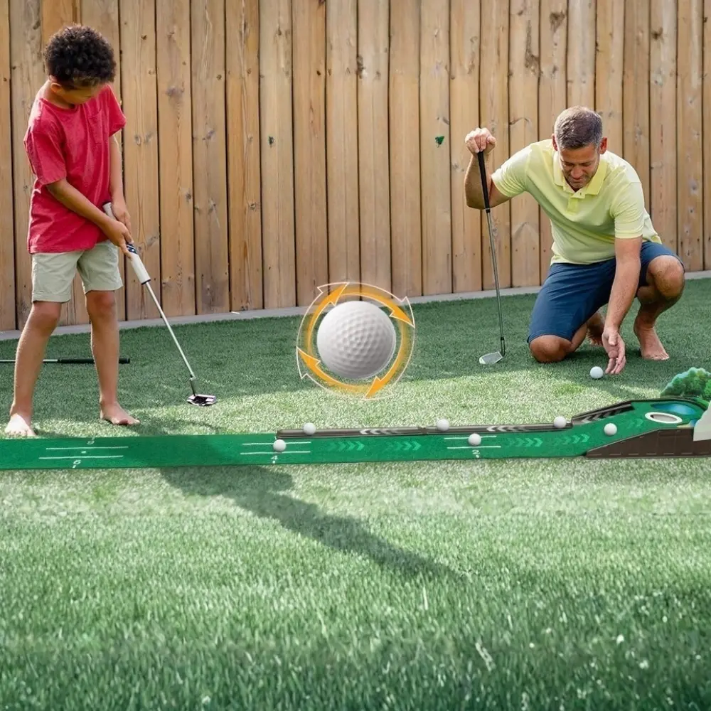 Putting Green Indoor - Golf Putting Mat boasts Genuine Green Speed and a Wrinkle-Free Surface. 8ft Practice Putting Mat with lenticular 3D Backplate, Alignment Guides and Ball Return