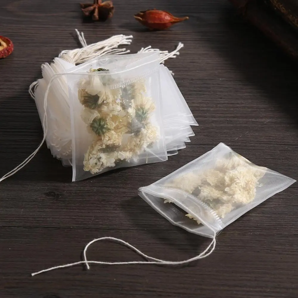 BeadBreath Disposable Drawstring Tea Filter Bags, 100pcs Portable Empty Tea Infuser Bags for Loose Leaf Tea, Heat-Sealable & Biodegradable Tea Strainers, Perfect for Summer Drinks, Iced Tea & DIY Beverages