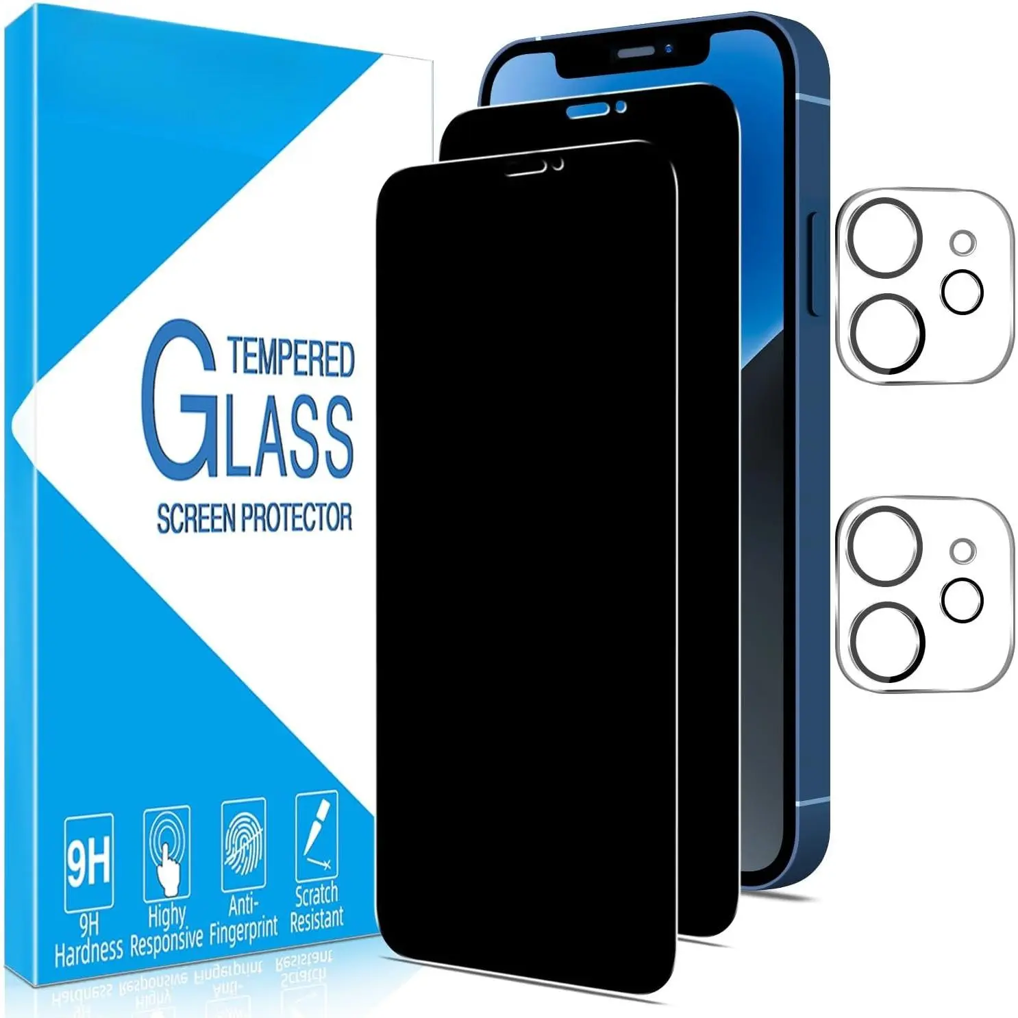 [2+2 Pack] Tempered Glass Screen Protector & Camera Lens Protector Bundle for 12 Smartphone - Ultra-Thin Protection, No Bubbles, Anti-Scratch, Easy Installation, Manufacturer Warranty, Mobile Phone Accessory, 2-Pack Bundle