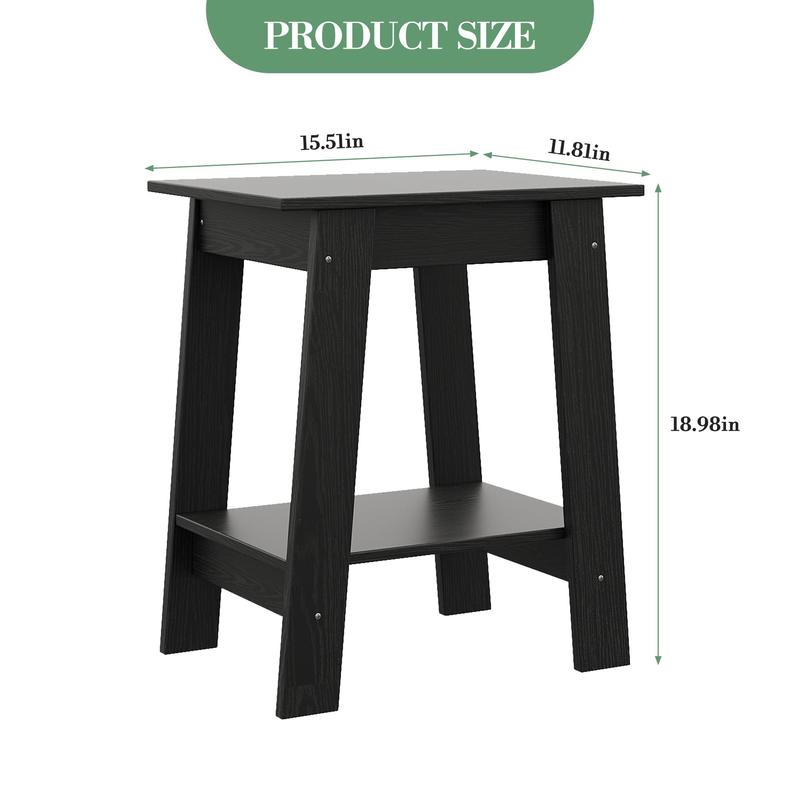 Farmhouse Rustic End Table with Storage Shelf, 2-Tier Narrow Accent Table for Living Room & Bedroom